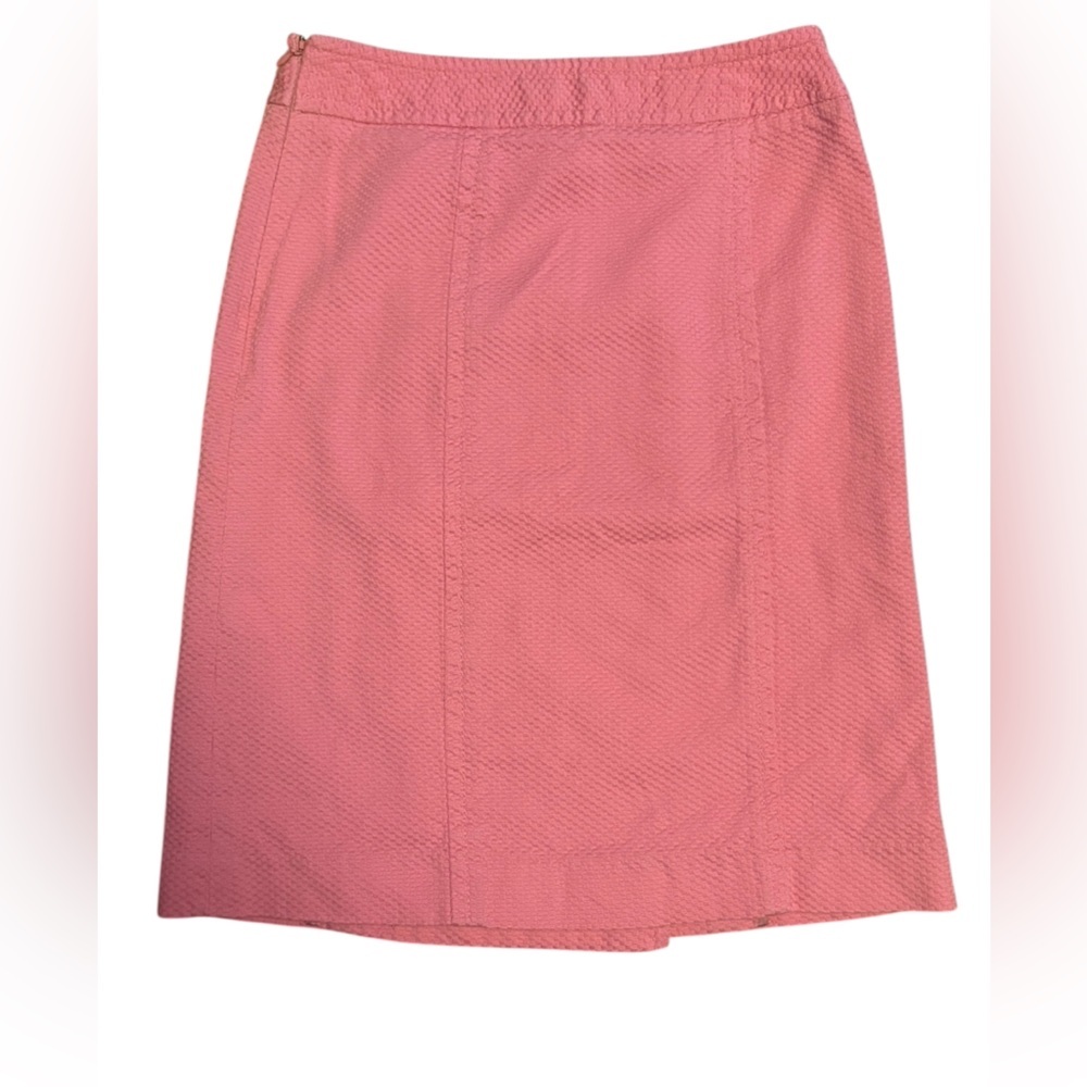 Talbots Pink Textured A-Line Skirt 4P Faux Wrap Button Detail Career Preppy - Picture 3 of 8